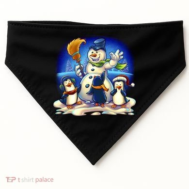 Snowman With Penguins Having Fun USA-Made Doggie Bandana