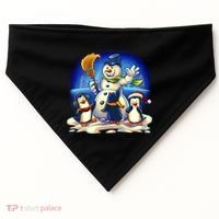 Snowman With Penguins Having Fun USA-Made Doggie Bandana thumb 0