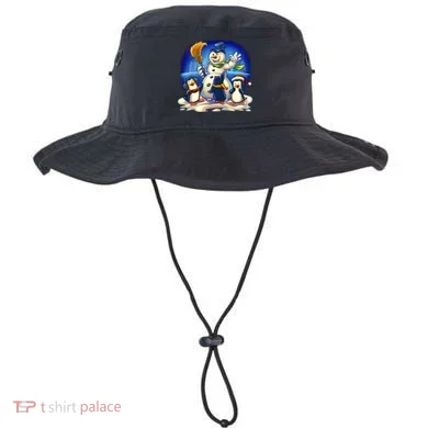 Snowman With Penguins Having Fun Bucket Hat