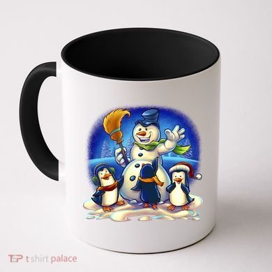 Snowman With Penguins Having Fun Coffee Mug