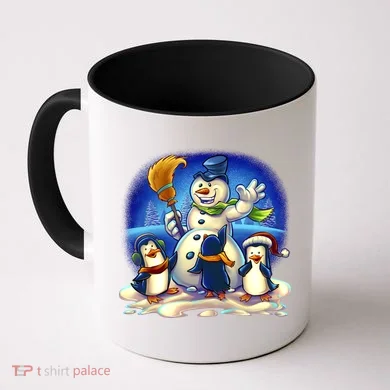 Snowman With Penguins Having Fun Coffee Mug