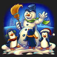 Snowman With Penguins Having Fun Beanie thumb 2
