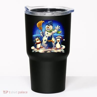Snowman With Penguins Having Fun Tumbler