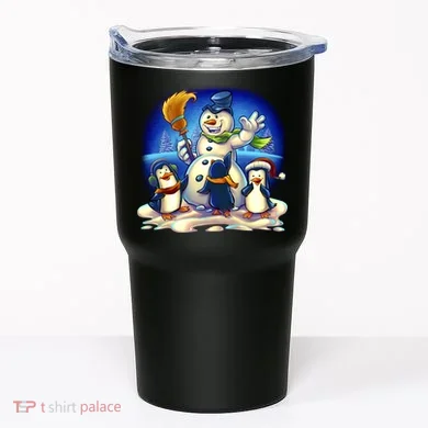 Snowman With Penguins Having Fun Tumbler