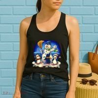 Snowman With Penguins Having Fun Women's Tank Top thumb 2