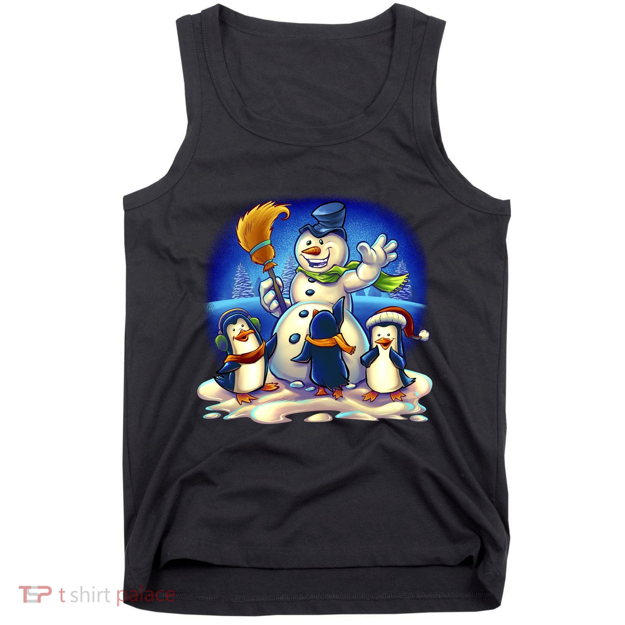 Snowman With Penguins Having Fun Tank Top
