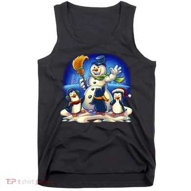 Snowman With Penguins Having Fun Tank Top
