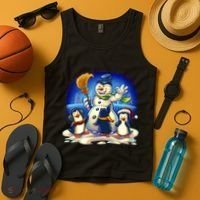 Snowman With Penguins Having Fun Tank Top thumb 4