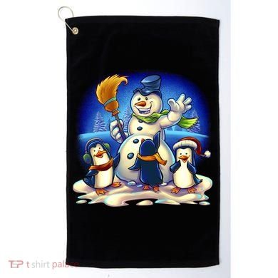 Snowman With Penguins Having Fun Golf Towel