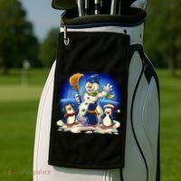 Snowman With Penguins Having Fun Golf Towel thumb 2