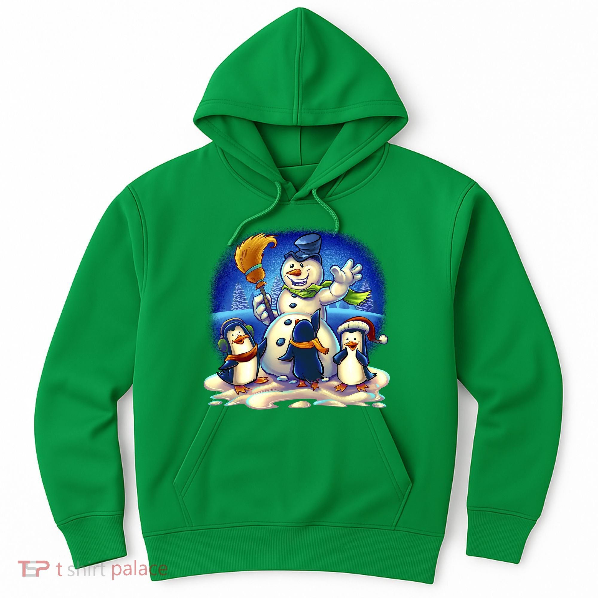 Snowman With Penguins Having Fun Hoodie
