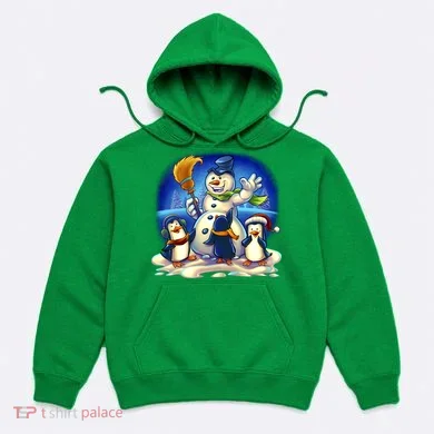 Snowman With Penguins Having Fun Hoodie