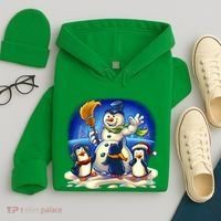 Snowman With Penguins Having Fun Hoodie thumb 4
