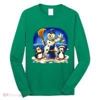Snowman With Penguins Having Fun Long Sleeve Shirt thumb 0