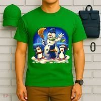 Snowman With Penguins Having Fun T-Shirt thumb 6