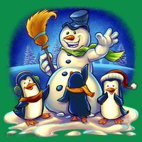 Snowman With Penguins Having Fun T-Shirt thumb 7