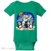 Snowman With Penguins Having Fun Baby Bodysuit thumb 0