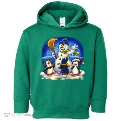 Snowman With Penguins Having Fun Toddler Hoodie
