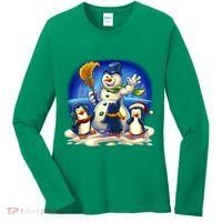 Snowman With Penguins Having Fun Women's Long Sleeve Shirt thumb 0