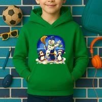 Snowman With Penguins Having Fun Kids Hoodie thumb 2