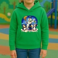 Snowman With Penguins Having Fun Kids Hoodie thumb 3