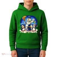 Snowman With Penguins Having Fun Kids Hoodie thumb 4