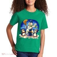 Snowman With Penguins Having Fun Kids T-Shirt thumb 2