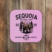 Sequoia National Park Grizzly Bear Camping California 1890 Coaster thumb 0