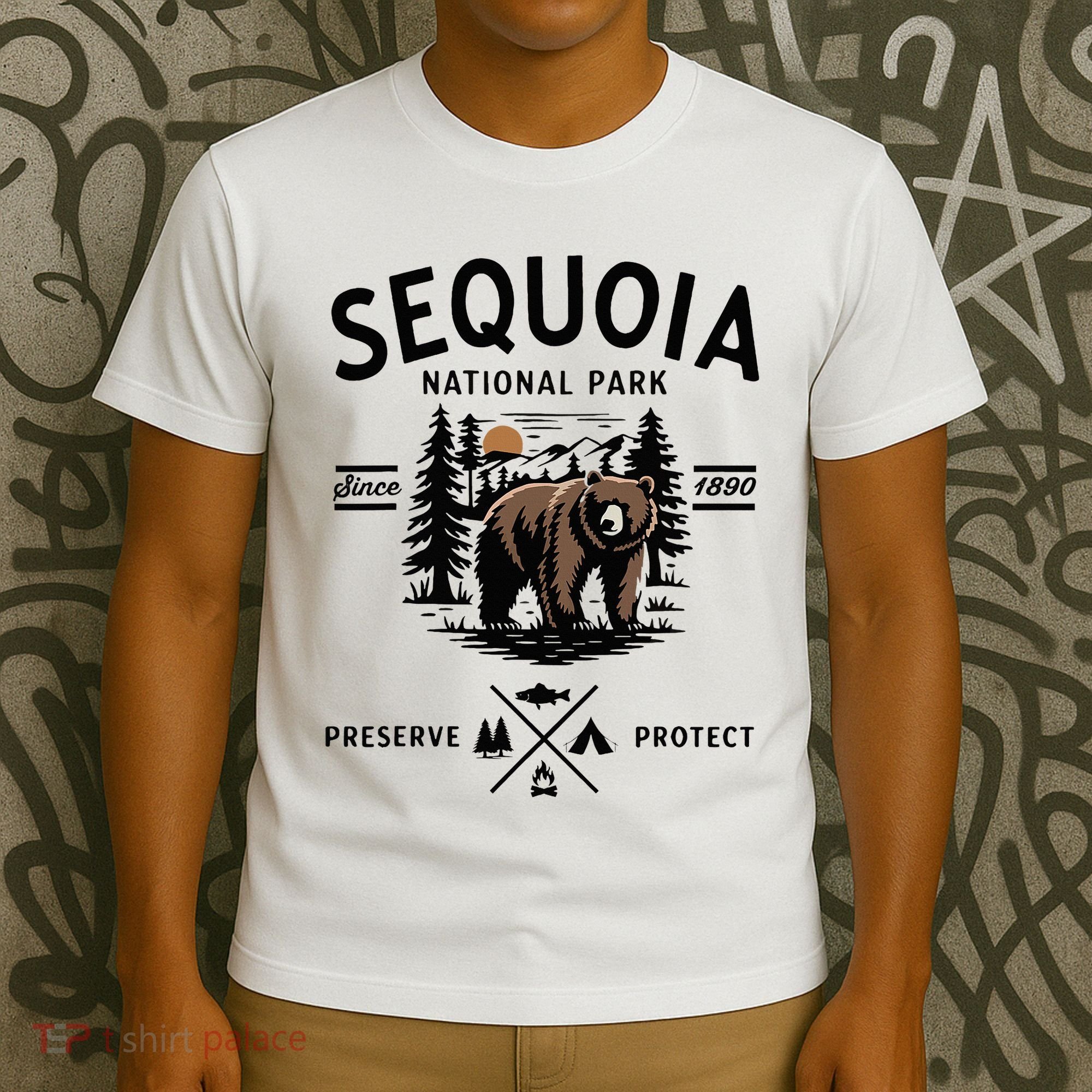 Sequoia National Park Grizzly Bear Camping California 1890 T-Shirt