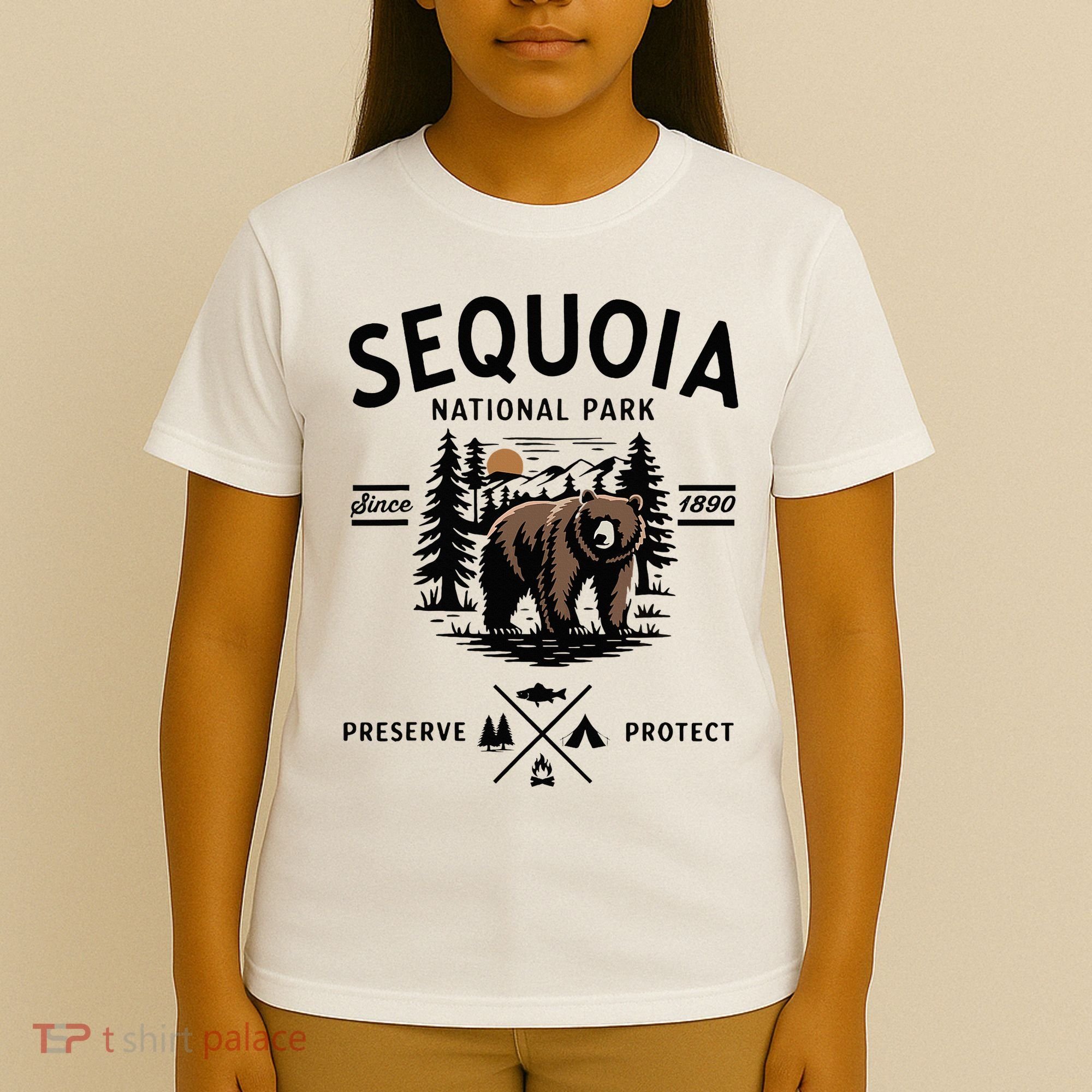 Sequoia National Park Grizzly Bear Camping California 1890 T-Shirt