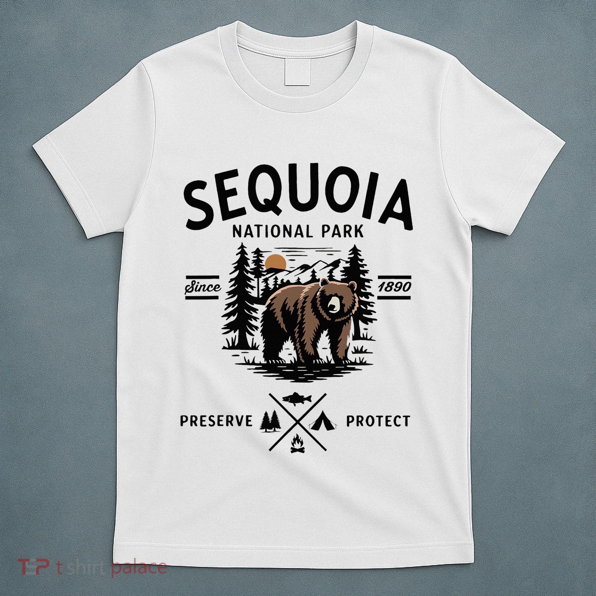 Sequoia National Park Grizzly Bear Camping California 1890 T-Shirt