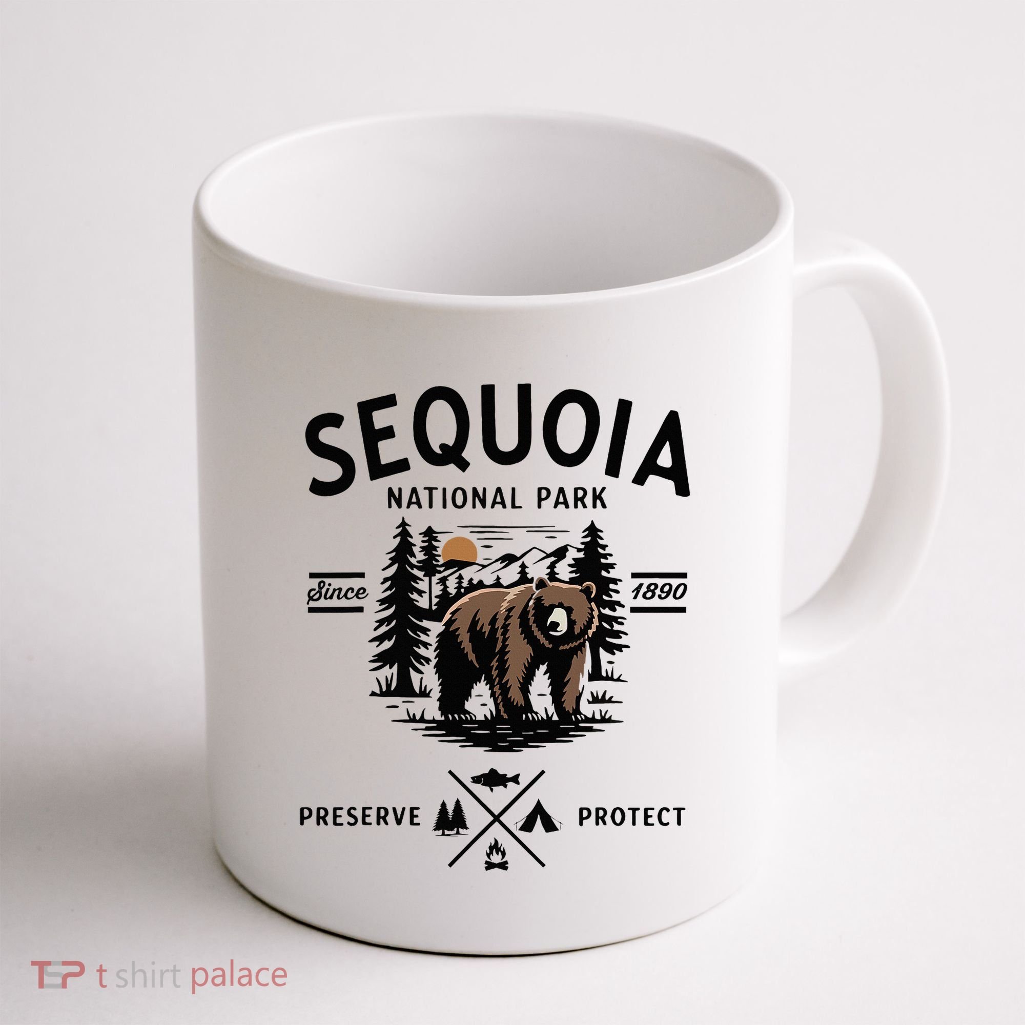 Sequoia National Park Grizzly Bear Camping California 1890 Coffee Mug