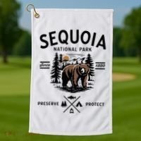 Sequoia National Park Grizzly Bear Camping California 1890 Golf Towel thumb 1