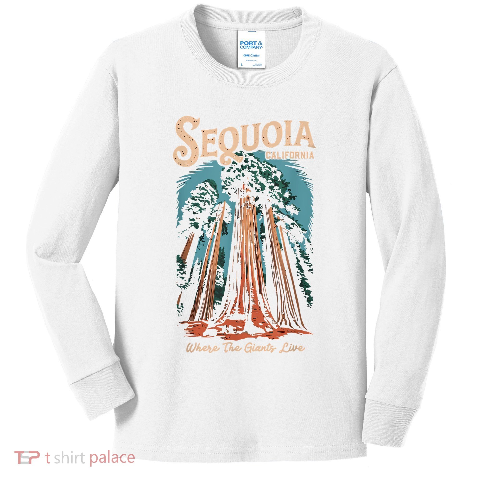 Sequoia National Park California Giant Tree Outdoors Kids Long Sleeve Shirt