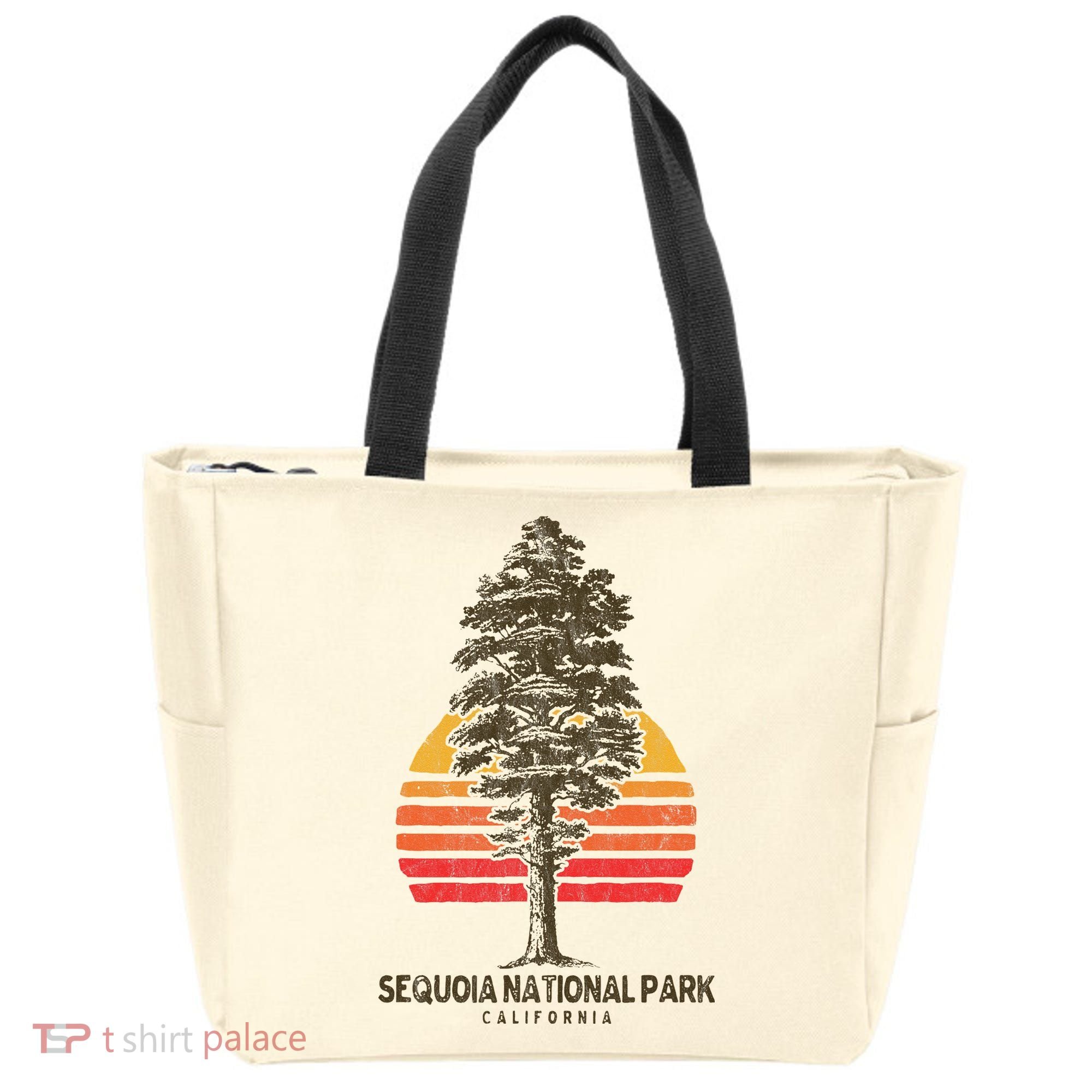 Sequoia National Park Retro Tree Minimalist Graphic Tote Bag