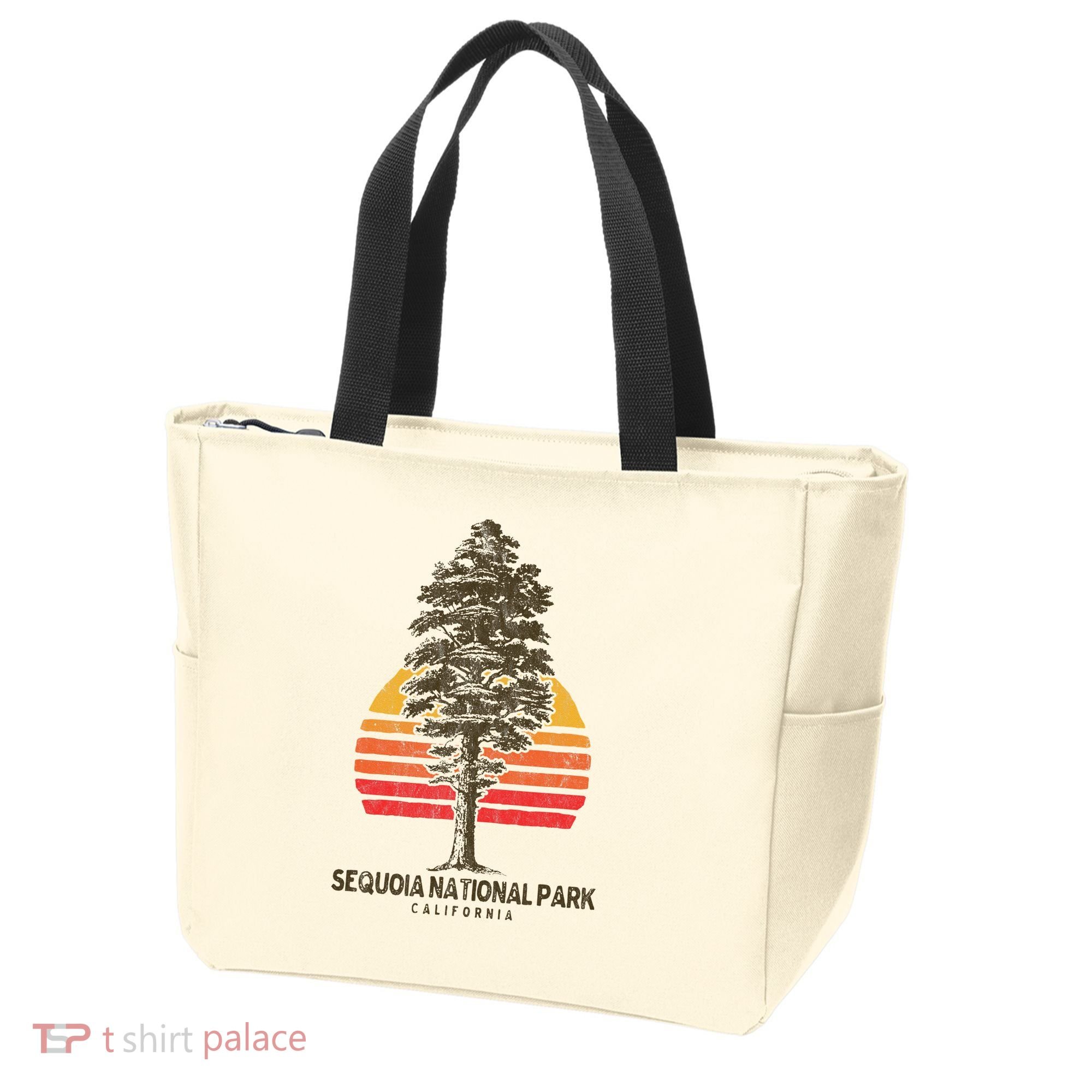 Sequoia National Park Retro Tree Minimalist Graphic Tote Bag