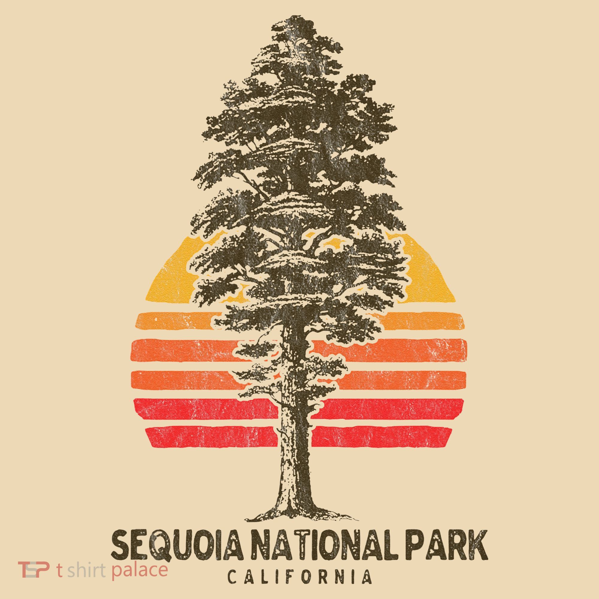 Sequoia National Park Retro Tree Minimalist Graphic Tote Bag