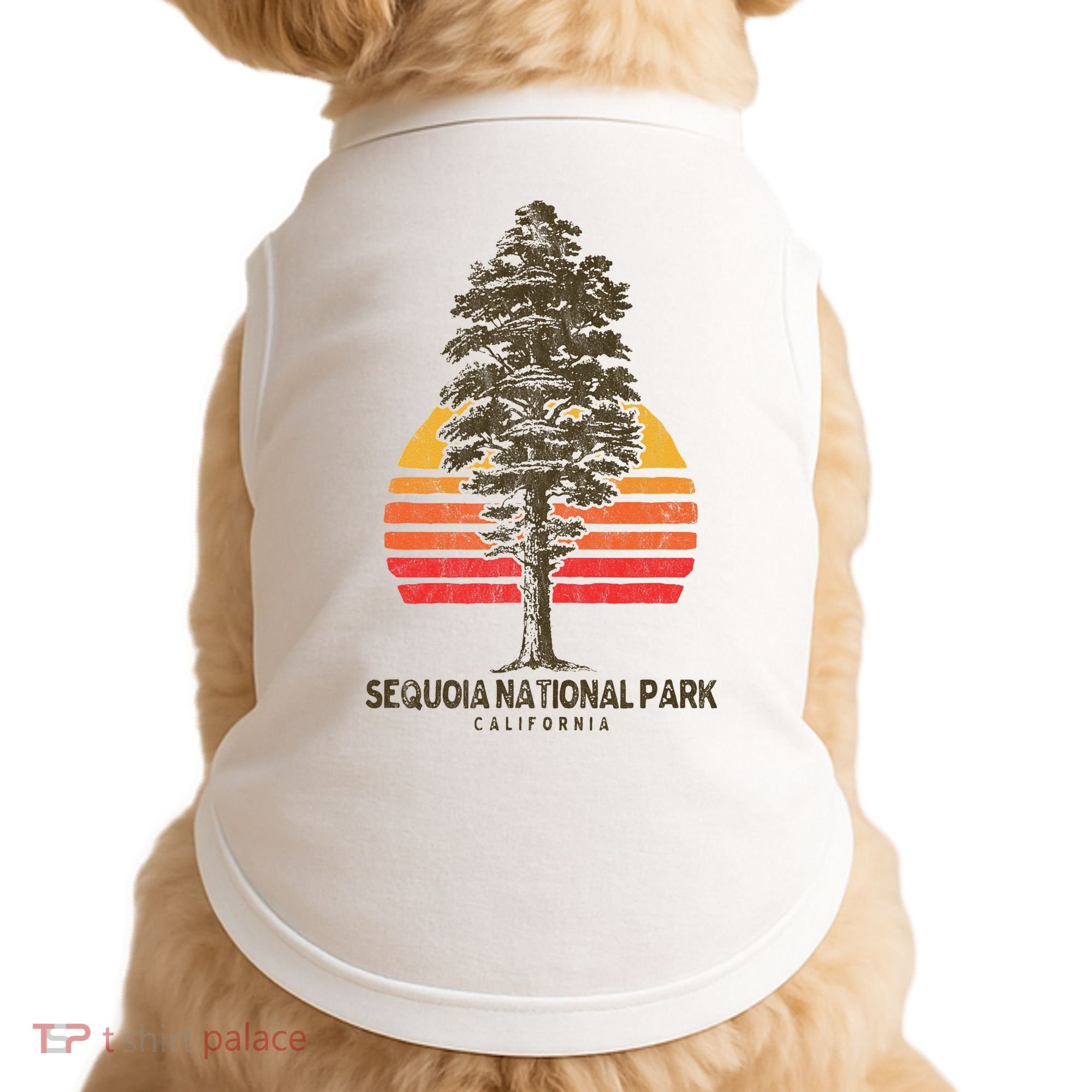 Sequoia National Park Retro Tree Minimalist Graphic Doggie Tank