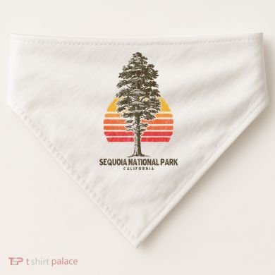 Sequoia National Park Retro Tree Minimalist Graphic USA-Made Doggie Bandana