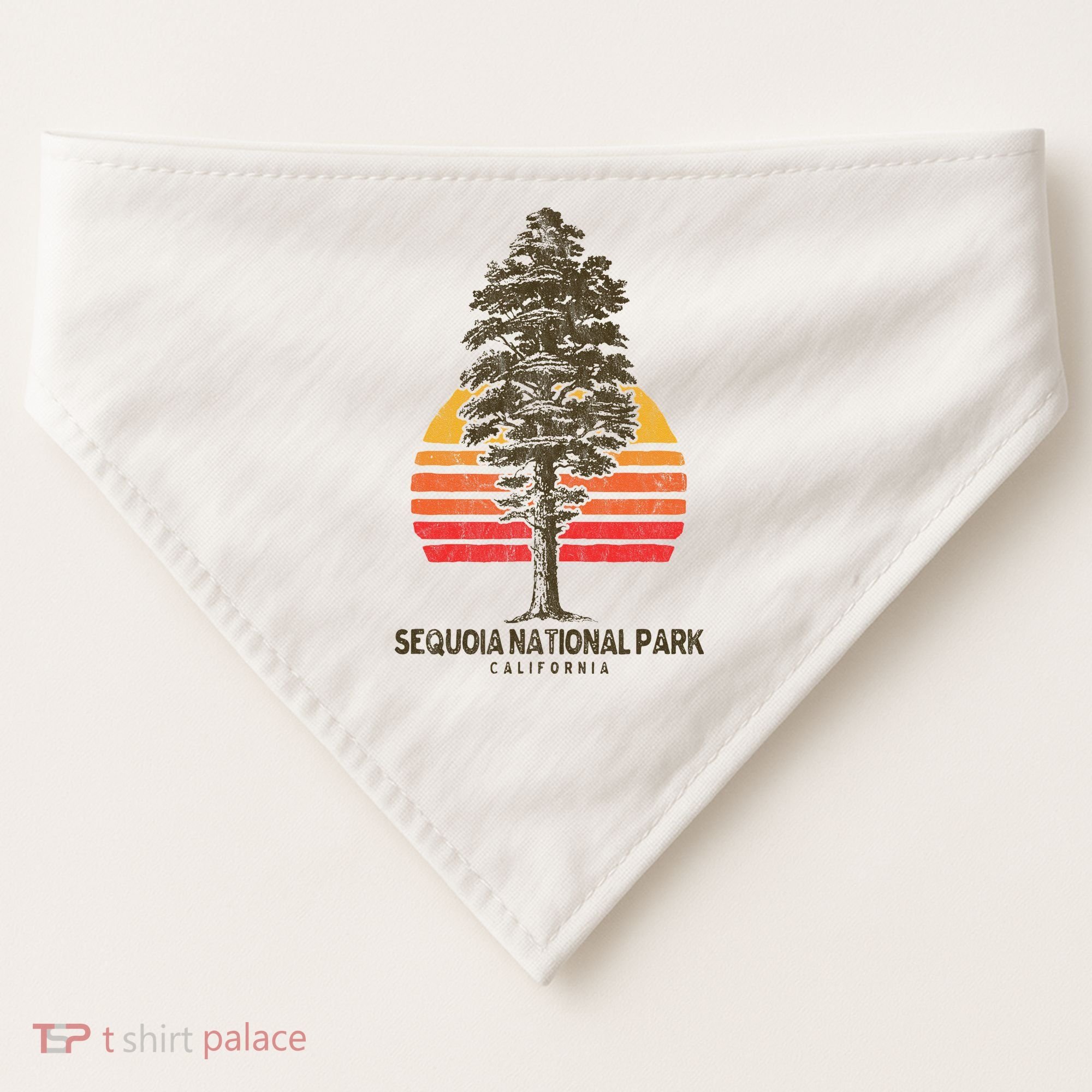 Sequoia National Park Retro Tree Minimalist Graphic USA-Made Doggie Bandana