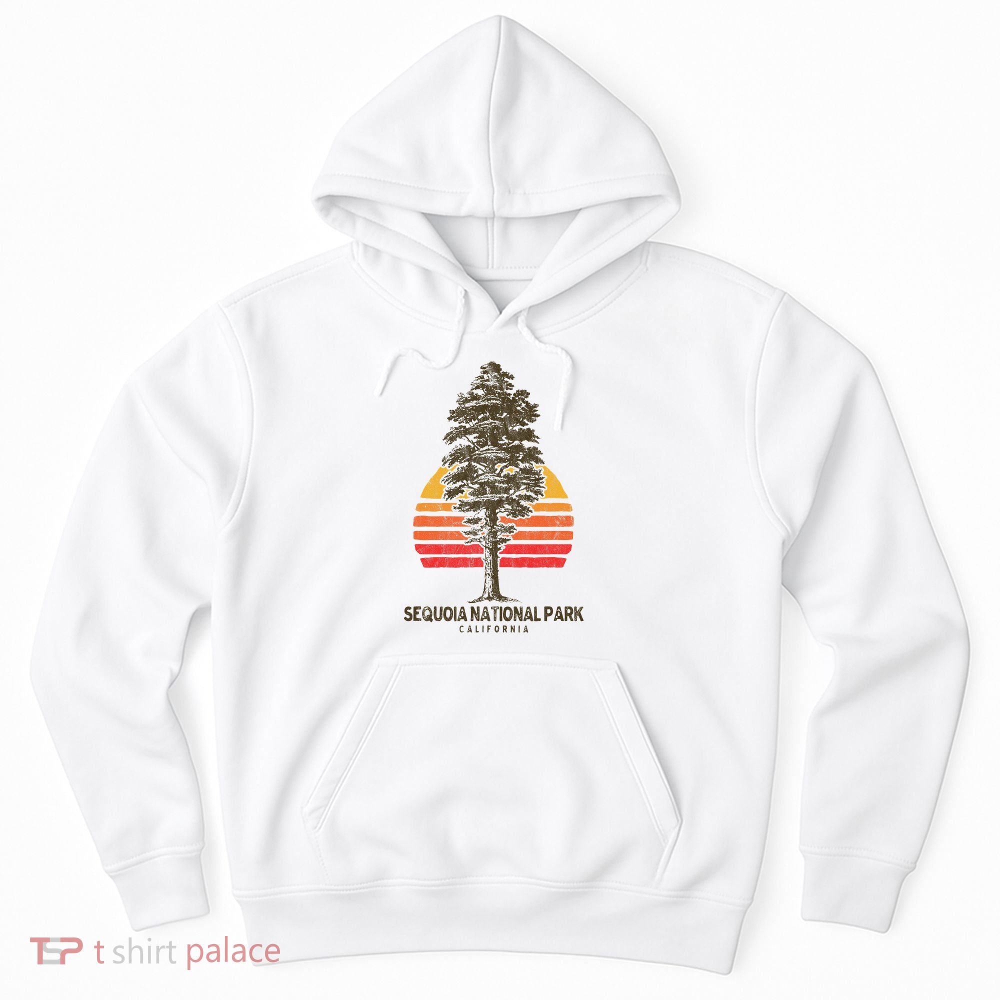 Sequoia National Park Retro Tree Minimalist Graphic Hoodie