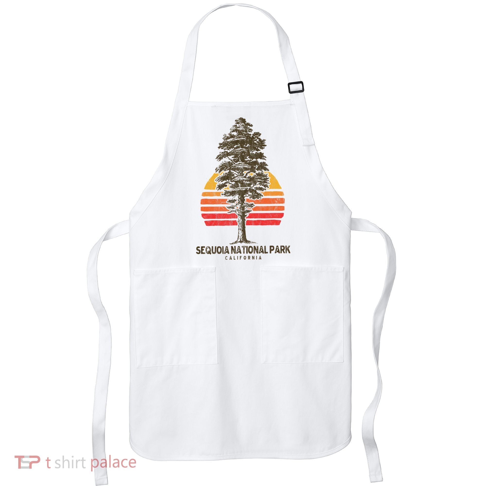 Sequoia National Park Retro Tree Minimalist Graphic Apron