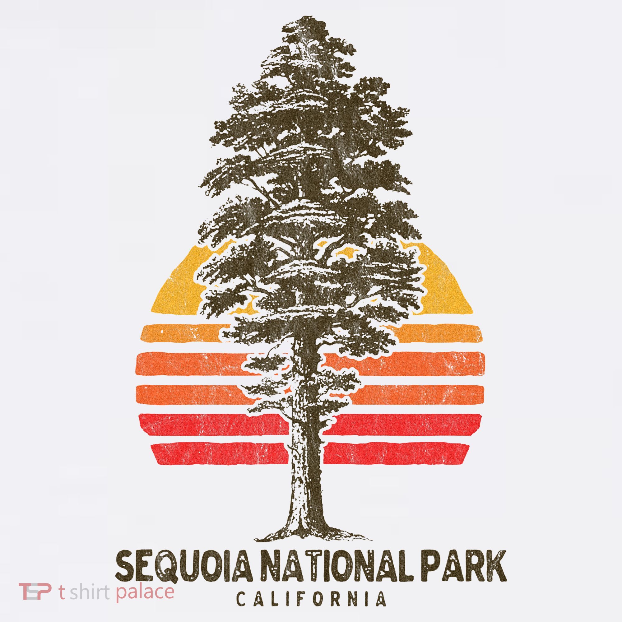 Sequoia National Park Retro Tree Minimalist Graphic T-Shirt