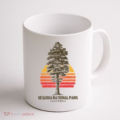 Sequoia National Park Retro Tree Minimalist Graphic Coffee Mug back