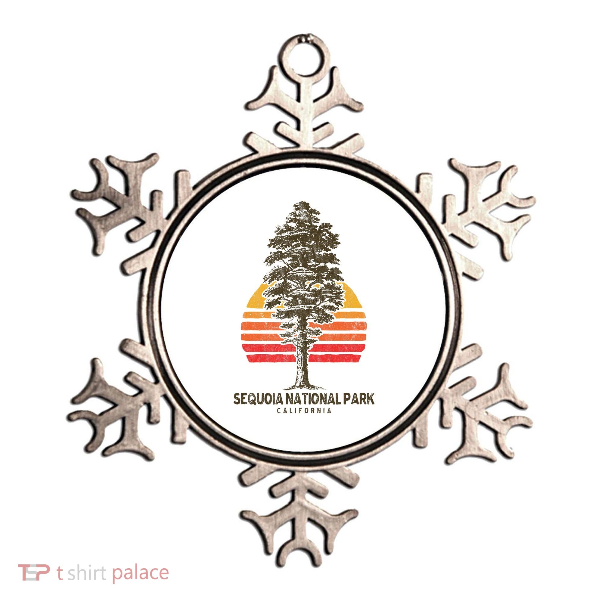 Sequoia National Park Retro Tree Minimalist Graphic Ornament