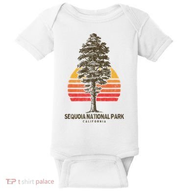 Sequoia National Park Retro Tree Minimalist Graphic Baby Bodysuit