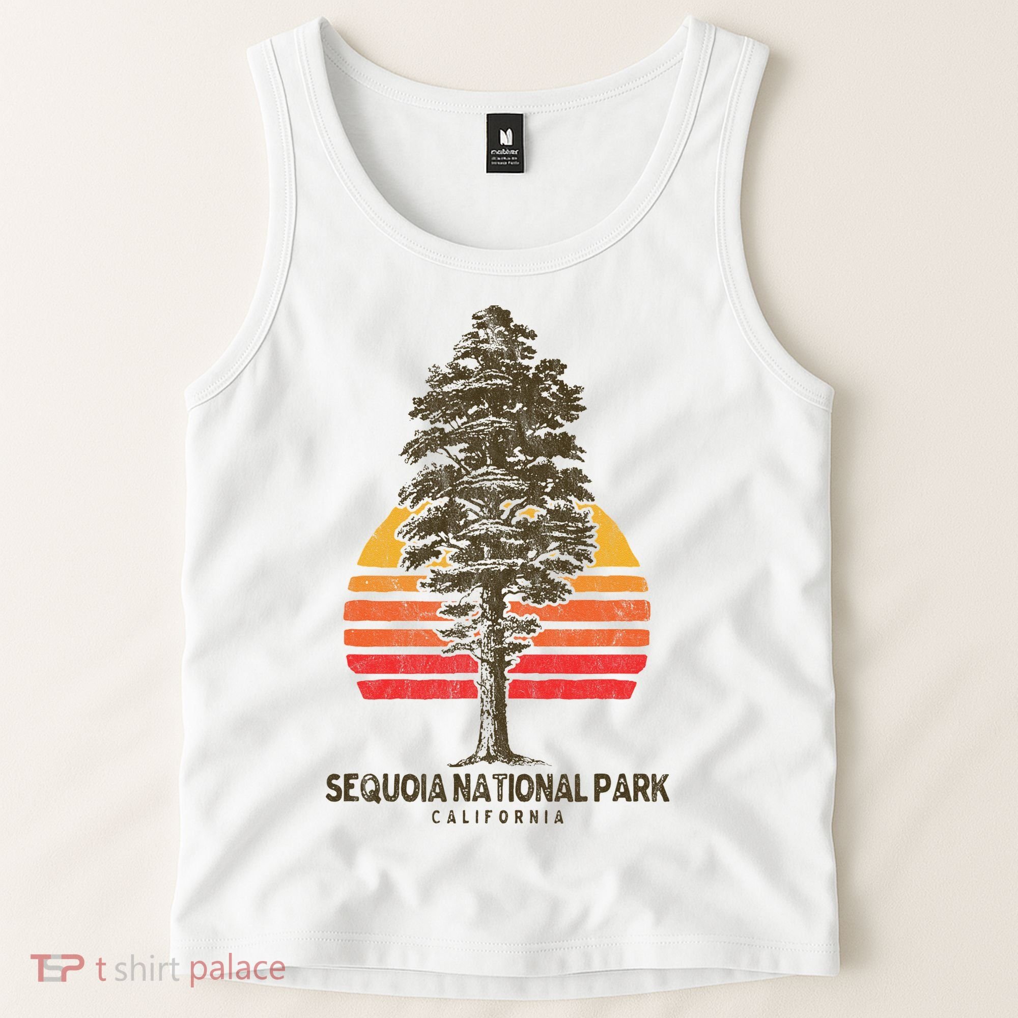Sequoia National Park Retro Tree Minimalist Graphic Tank Top