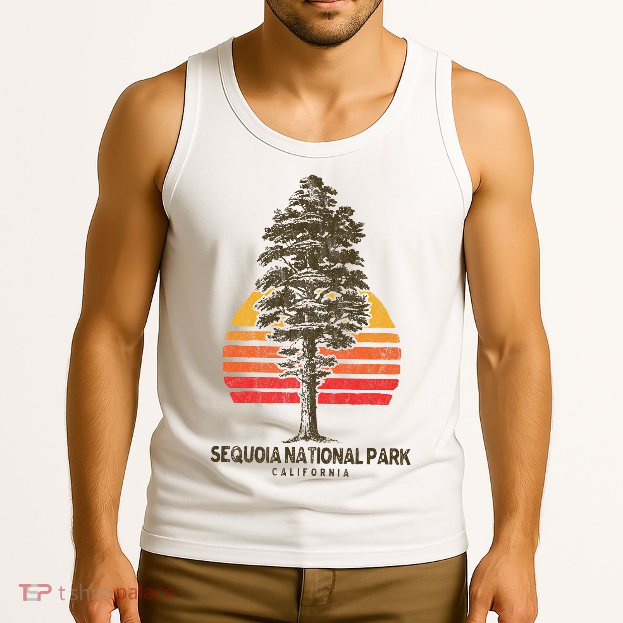 Sequoia National Park Retro Tree Minimalist Graphic Tank Top