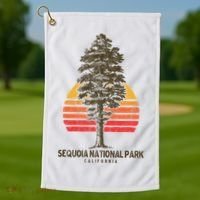 Sequoia National Park Retro Tree Minimalist Graphic Golf Towel thumb 1