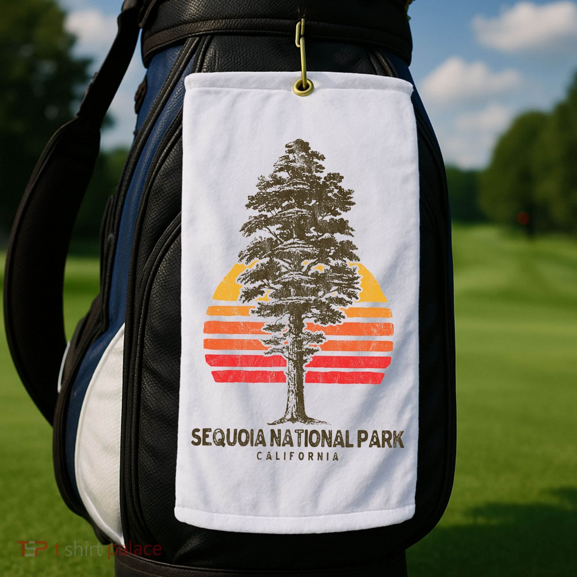 Sequoia National Park Retro Tree Minimalist Graphic Golf Towel